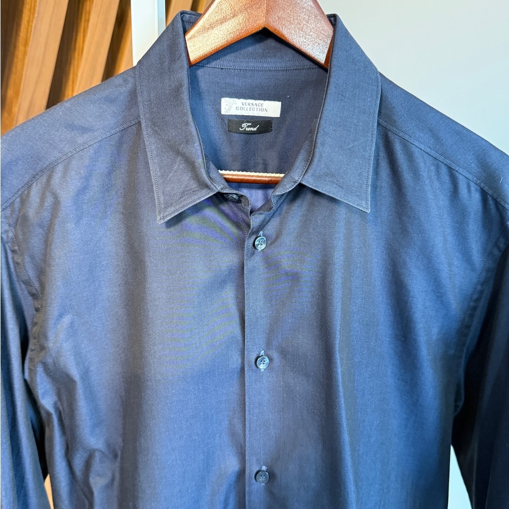 Versace Blue Dress Shirt Classic Business Style 17